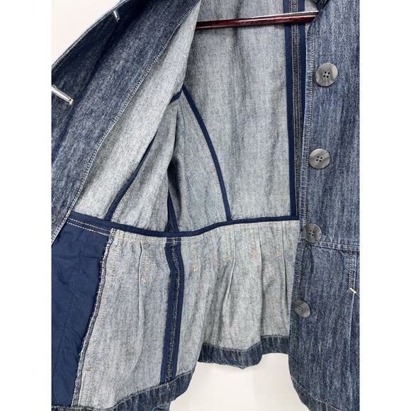 J.Jill Women's Jacket Size 10 Blue Denim Jean Long Sleeve Button Up Dark Wash - Picture 7 of 10